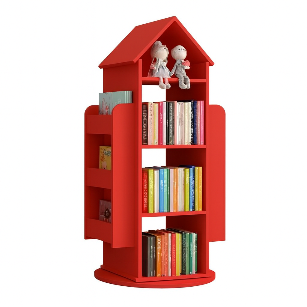 Enchanting 360° Rotating Children's Wooden Bookshelf