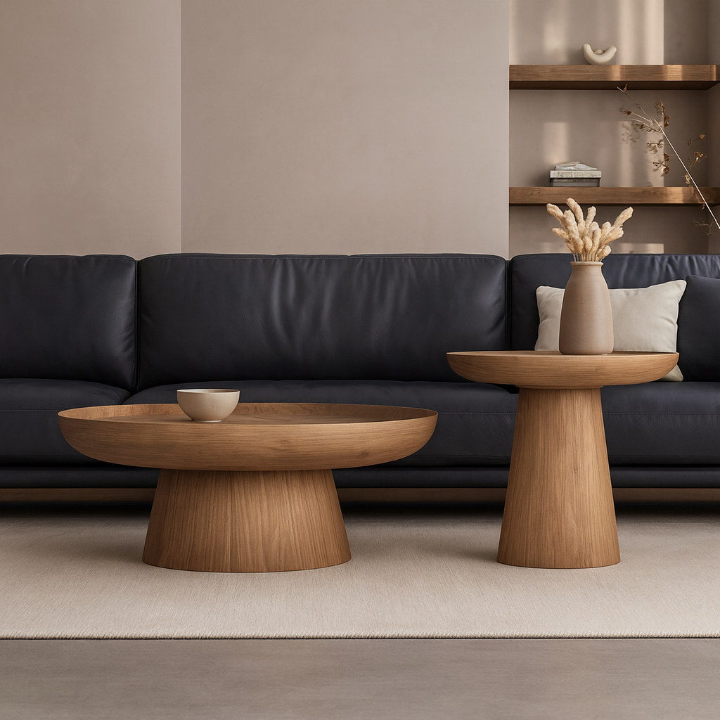Exquisite Walnut Round Coffee Table for Modern Living Rooms