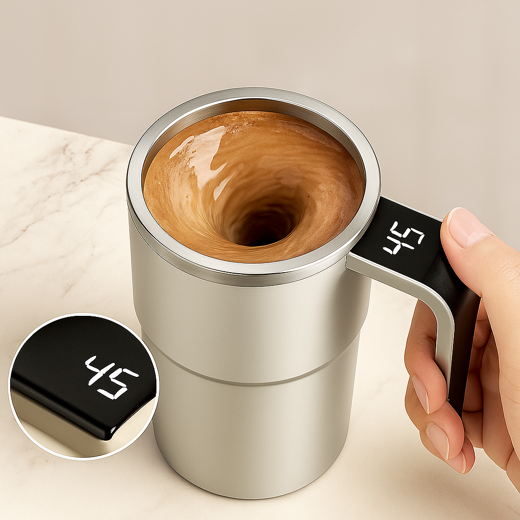 Elegant 380ML Self-Stirring Coffee Mug with Temp Display