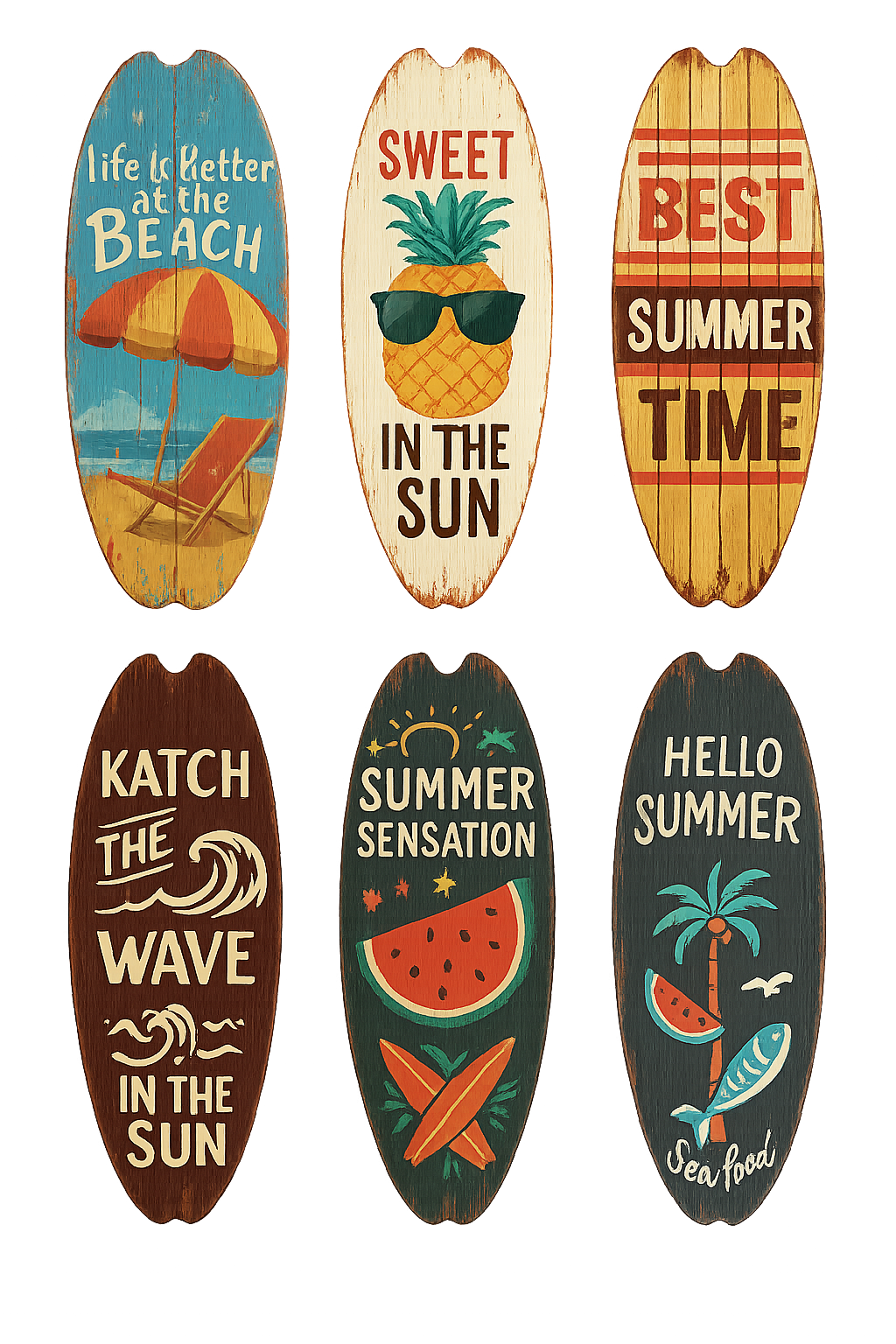 Vintage Surfboard Wooden Wall Sign – Ocean Beach Decor