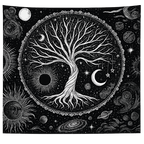 Elegant Bohemian Tapestry - Tree of Life & Celestial Harmony