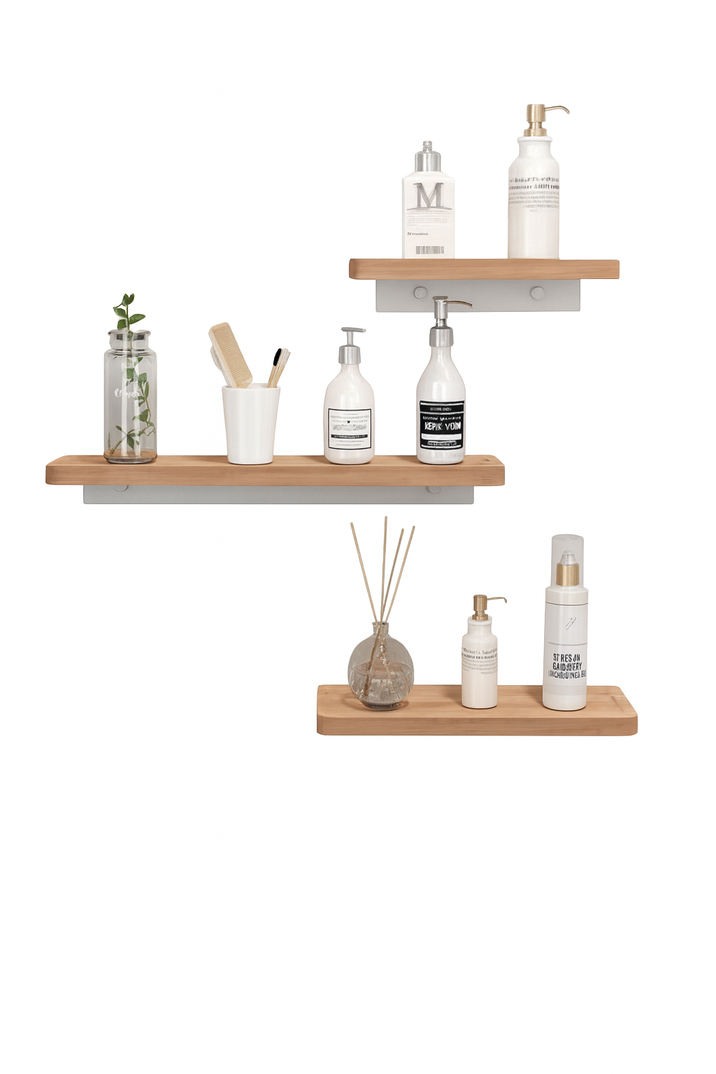 Elegant Wall-Mounted Wooden Bathroom Shelf