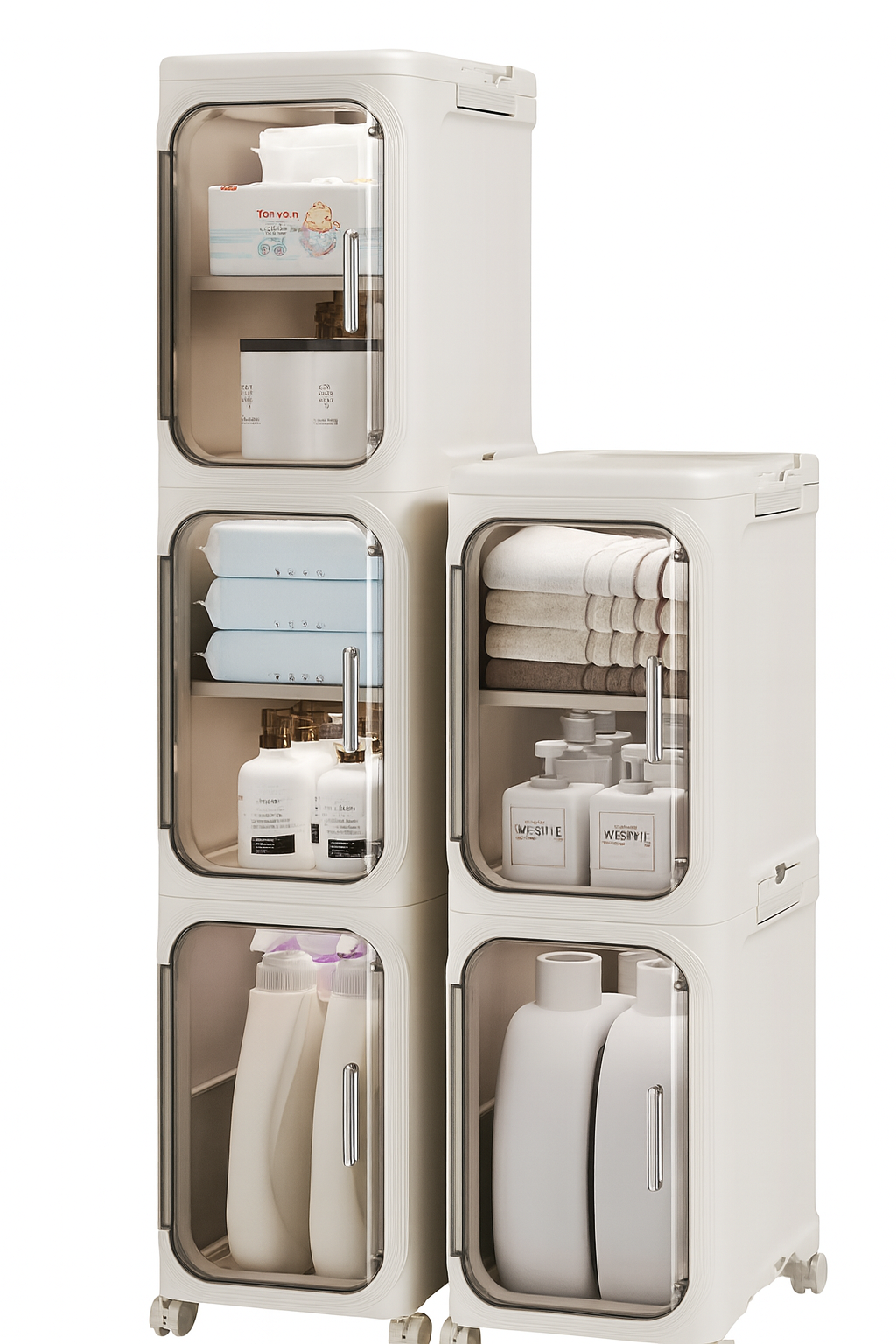 Elegant Narrow Bathroom Storage Cabinet with Wheels