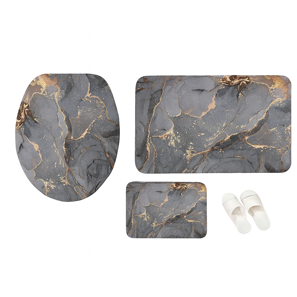 Elegant Marble Bath Mat Set - Luxurious Anti-Slip Comfort