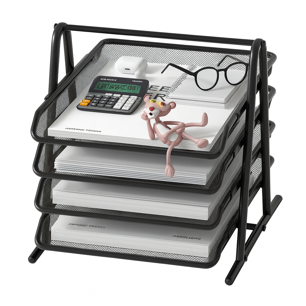 Elegant 3-Tier Mesh Desk Organizer - Maximize Your Workspace