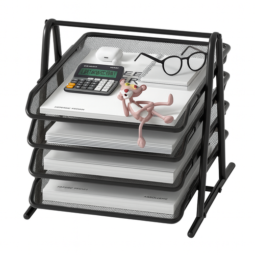 Elegant 3-Tier Mesh Desk Organizer - Maximize Your Workspace