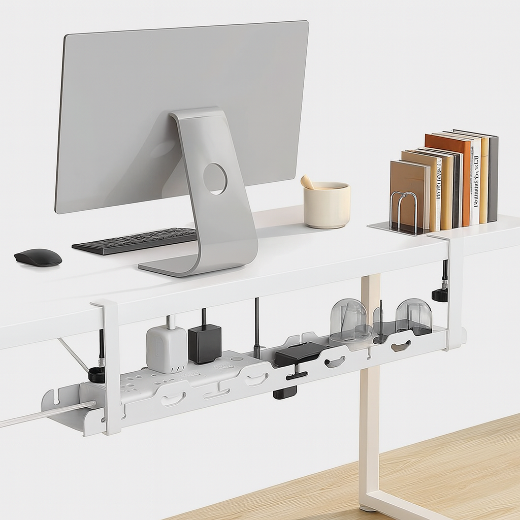 Elegant Under Desk Cable Management Tray – No Drilling Required