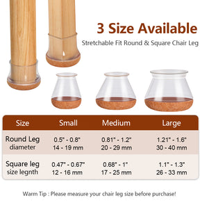 Elegant Silicone Chair Leg Floor Protectors - 24 Pieces
