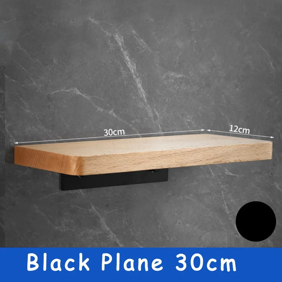 Elegant Wall-Mounted Wooden Bathroom Shelf