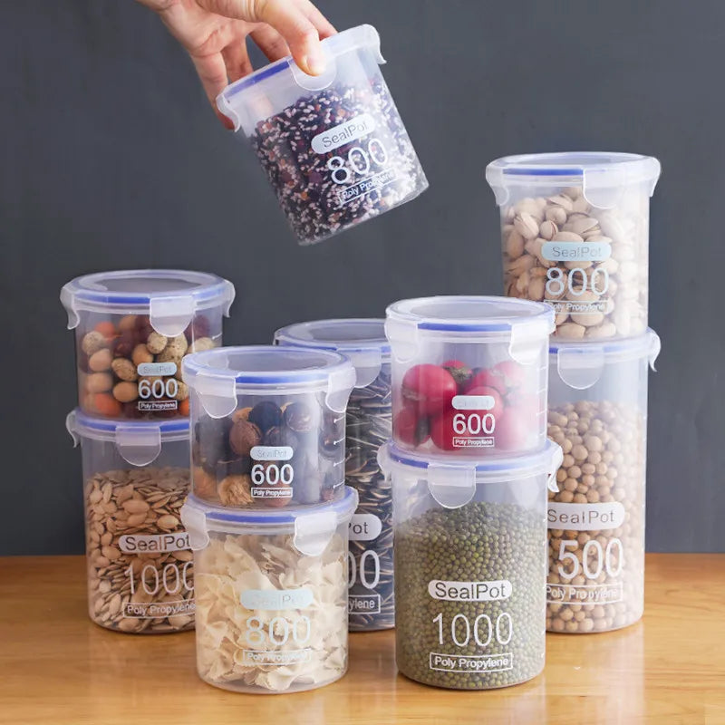 Premium Transparent Kitchen Food Storage Set - Moisture-Proof & Large Capacity
