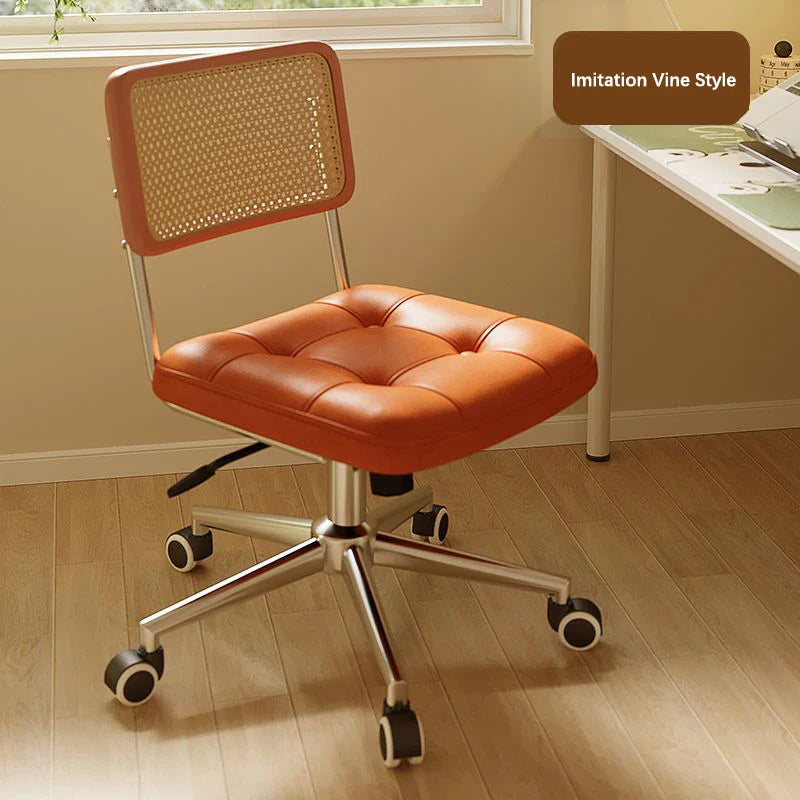 Ergonomic Retro Leather Office Chair with Mesh Back
