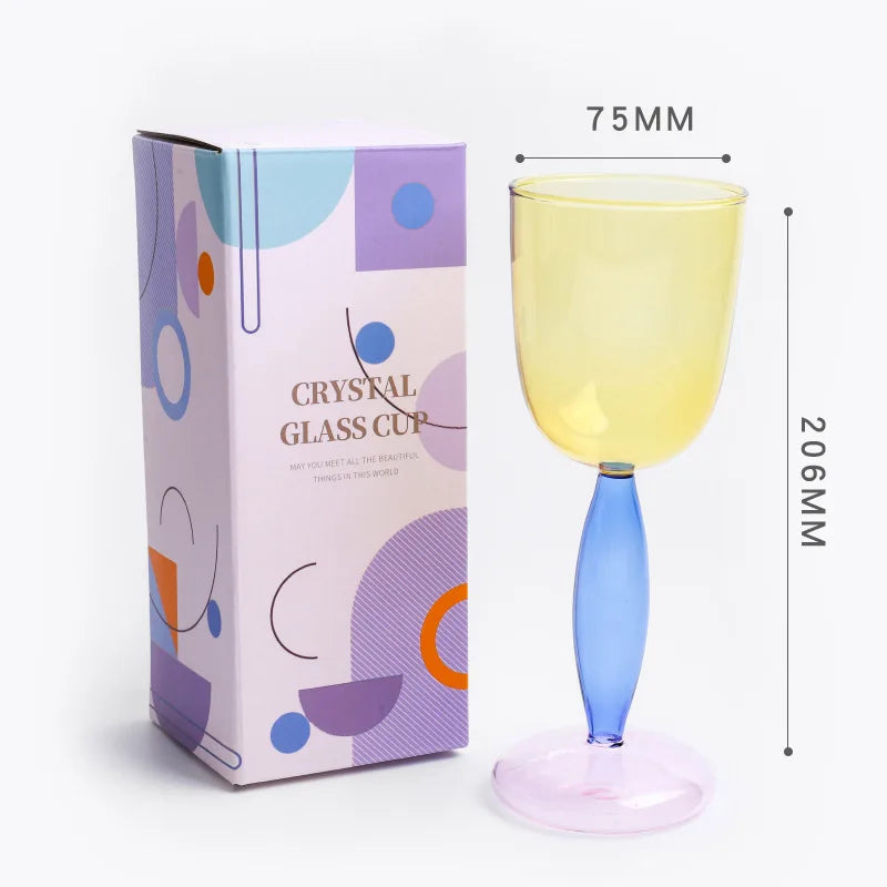Elegant Contrast Color Glass Goblet - Creative Stemware