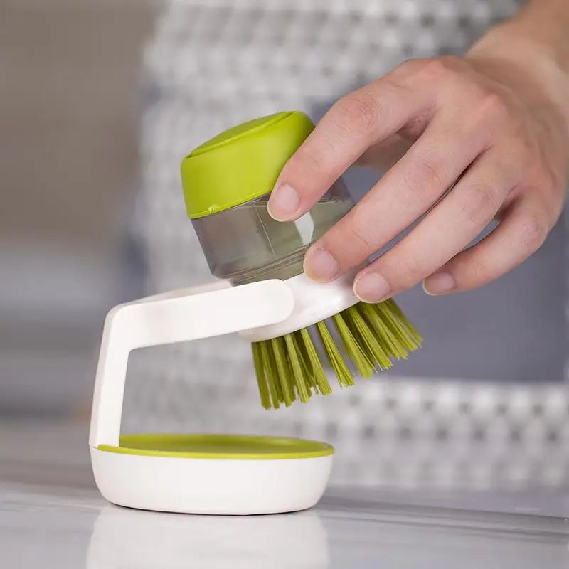 Kitchen Wash Pot Dish Brush with Dispenser Liquid Filling By Pressing Does Not Hurt Pan Automatic Cleaning Brushes