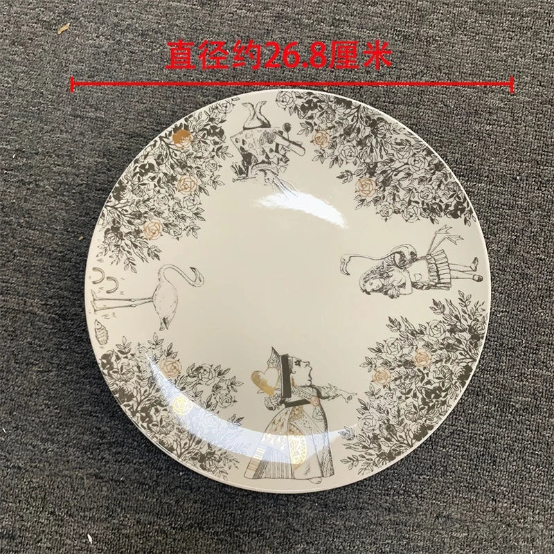 Exquisite Hand-Painted Alice in Wonderland Ceramic Plate