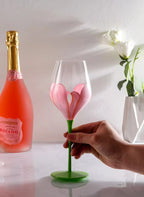 Exquisite Hand-Painted Floral Wine Goblet