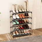 Stylish Space-saving Black Metal Simple Shoe Rack Footwear Organizer Stand Holder for Living Room