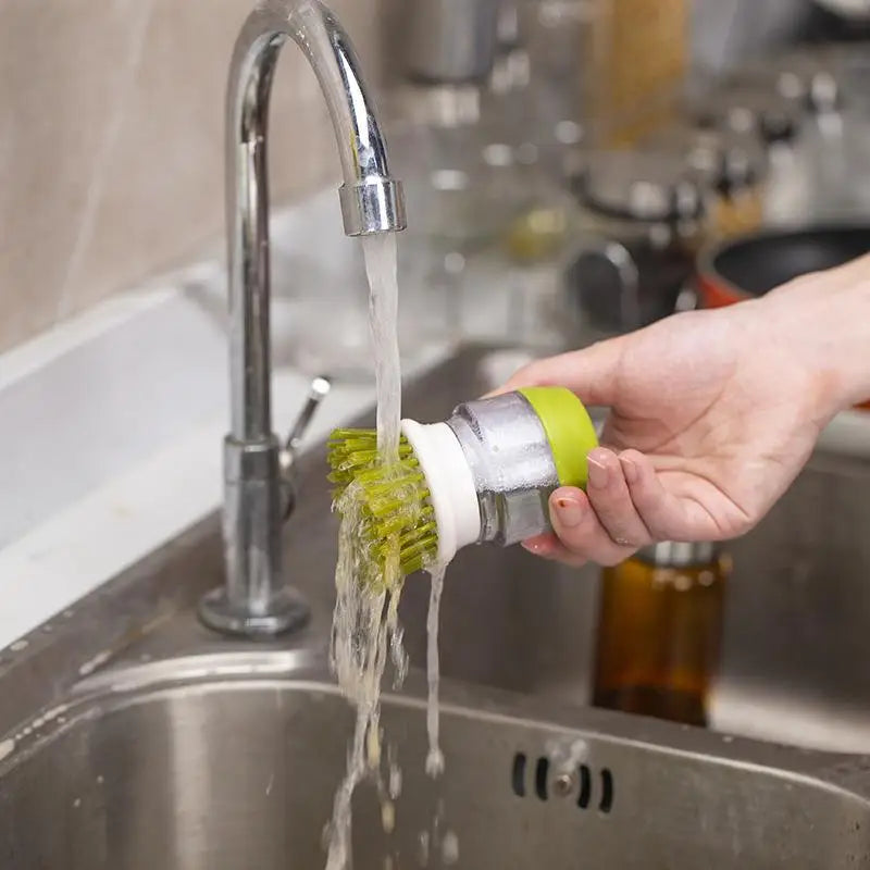 Kitchen Wash Pot Dish Brush with Dispenser Liquid Filling By Pressing Does Not Hurt Pan Automatic Cleaning Brushes