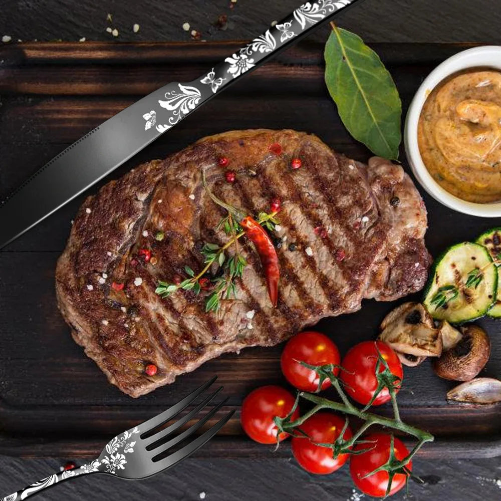 Exquisite 24-Piece Gold Steel Dinnerware Set