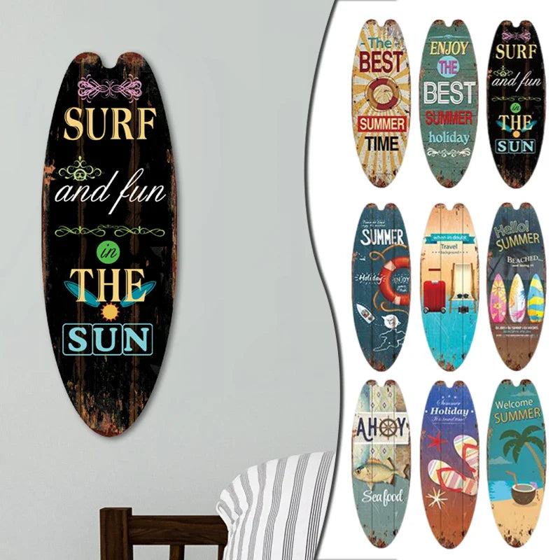 Vintage Surfboard Wooden Wall Sign – Ocean Beach Decor