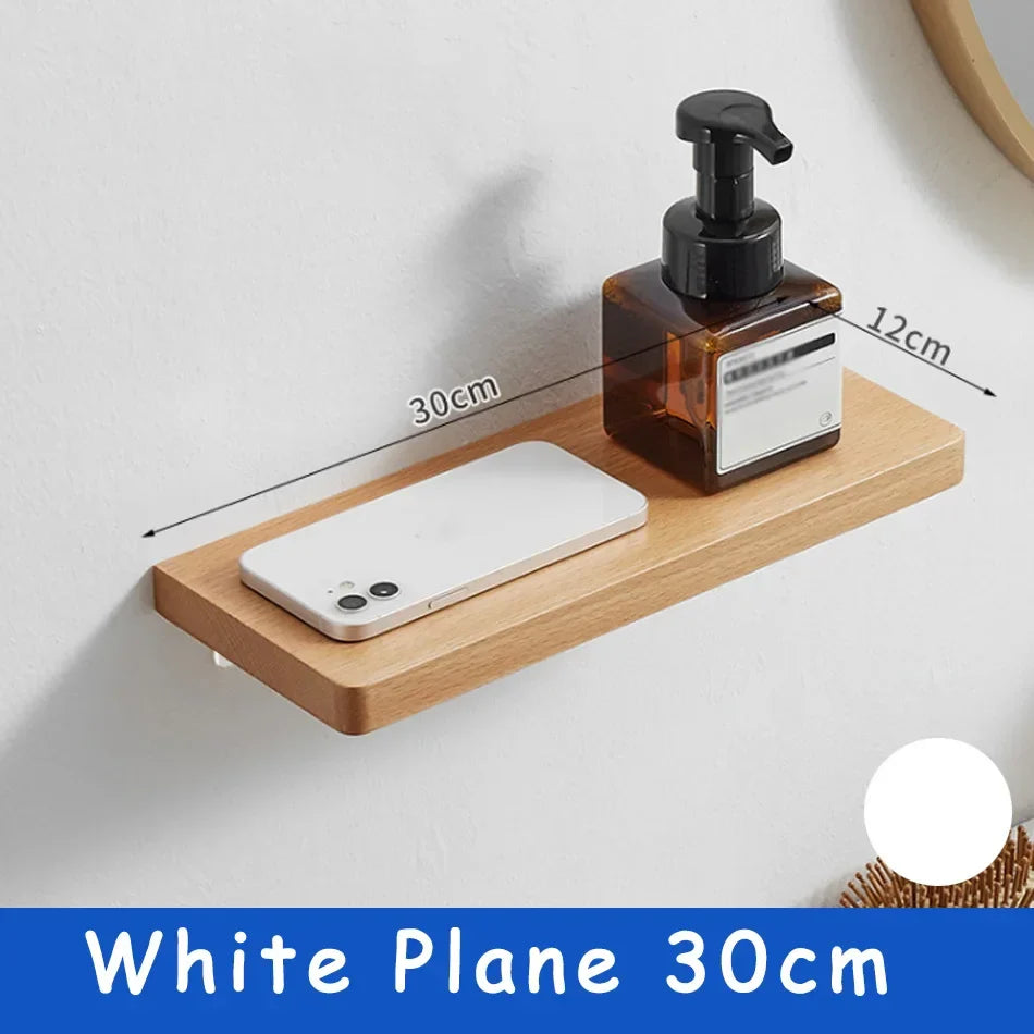 Elegant Wall-Mounted Wooden Bathroom Shelf