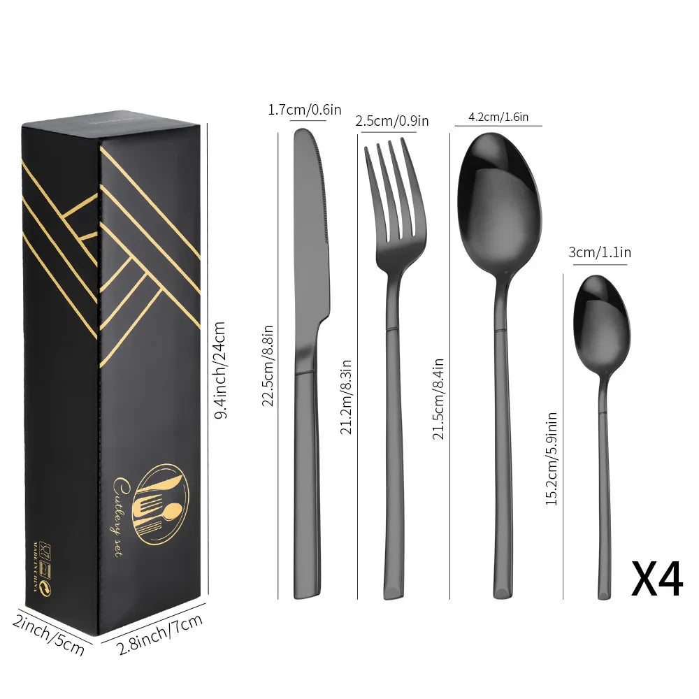 Exquisite Stainless Steel Cutlery Set - 16-Piece Luxury Tableware