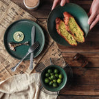 Exquisite Green Ceramic Bowl Set for Elegant Dining