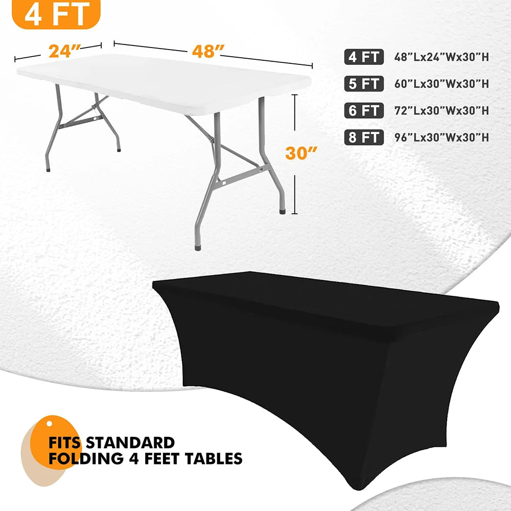 Elegant Black Spandex Table Cover - Wrinkle-Resistant 6ft Fit