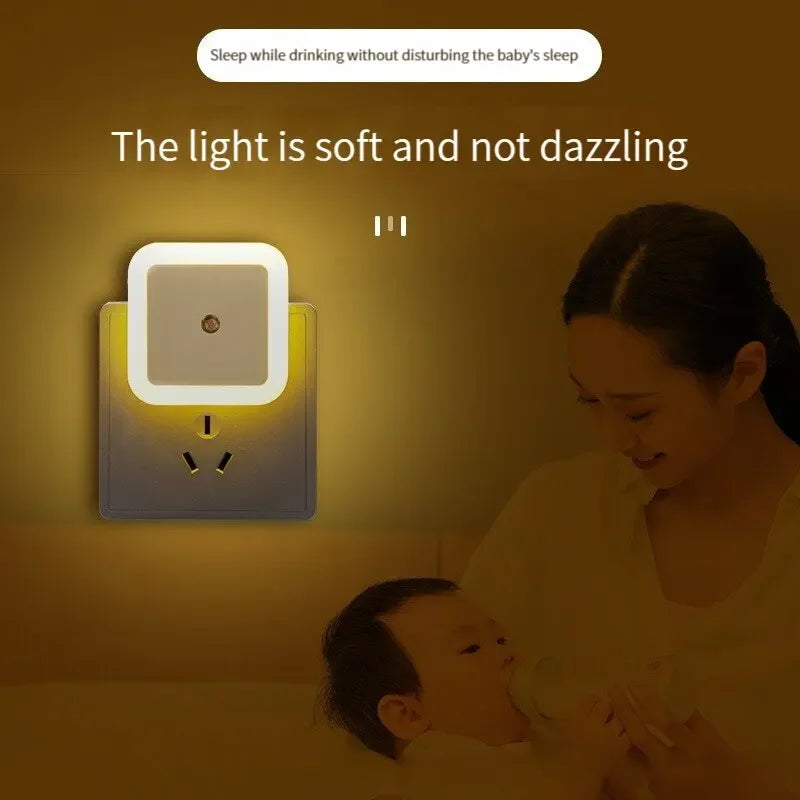 Mini LED Night Light EU Plug In Smart Control Sensor Ambient Light For Home Aisle WC Hallway Stair Bedroom Children's Night Lamp