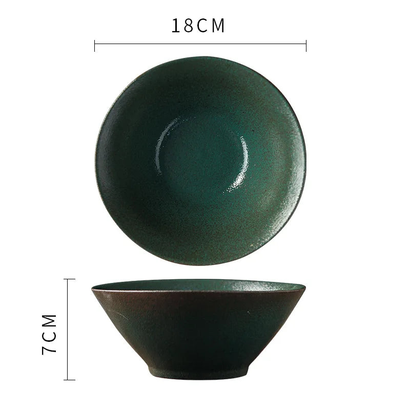 Exquisite Green Ceramic Bowl Set for Elegant Dining