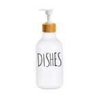 Elegant Amber Soap Dispenser Set with Bamboo Accents