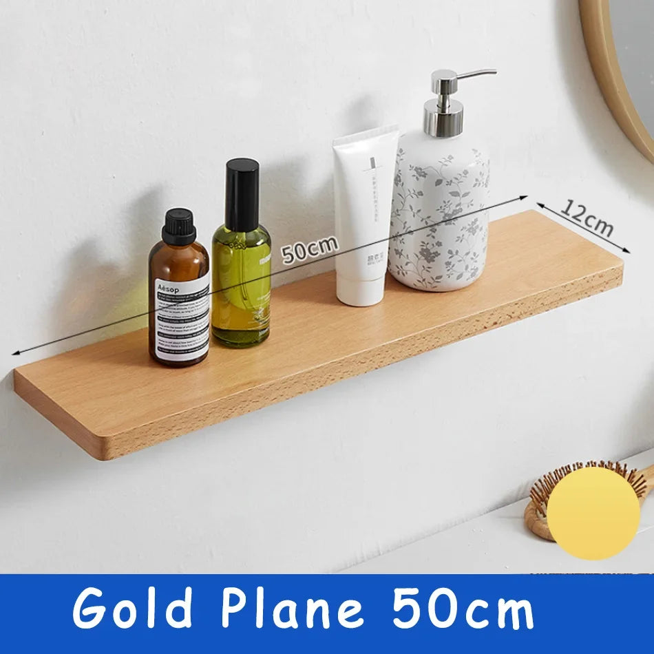 Elegant Wall-Mounted Wooden Bathroom Shelf