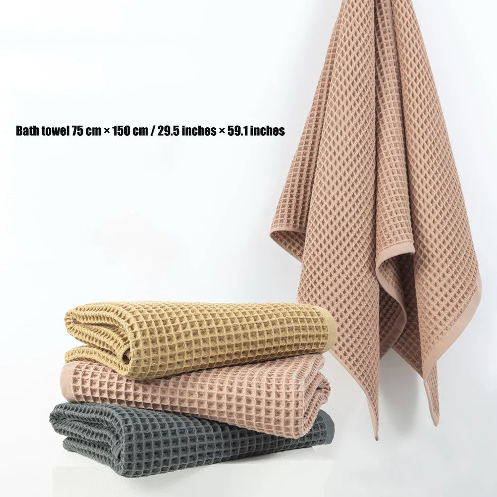Luxurious 100% Cotton Waffle Bath Towel - Extra Large & Absorbent