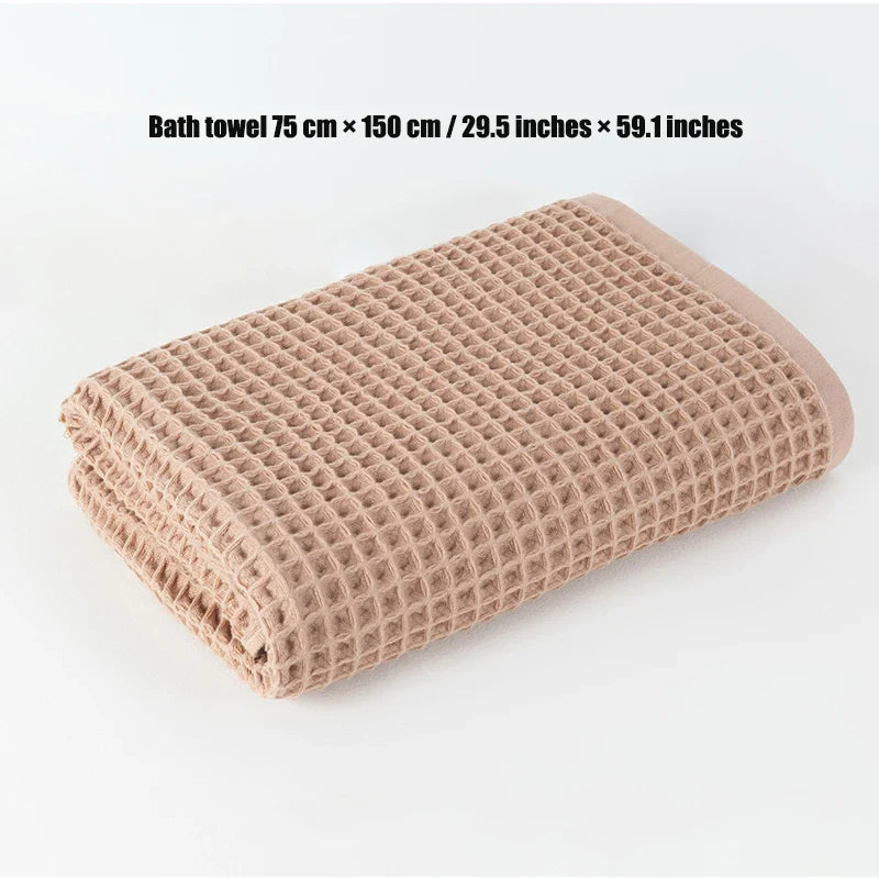 Luxurious 100% Cotton Waffle Bath Towel - Extra Large & Absorbent