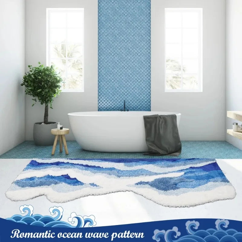 Ocean Wave Tufted Rug – Elegant Anti-Slip Home Decor