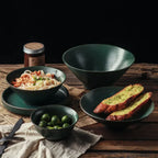 Exquisite Green Ceramic Bowl Set for Elegant Dining