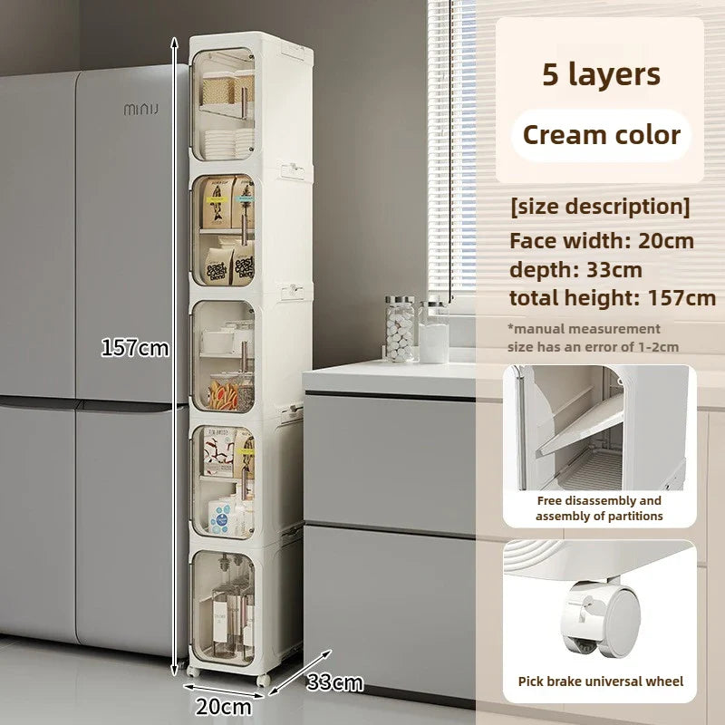 Elegant Narrow Bathroom Storage Cabinet with Wheels