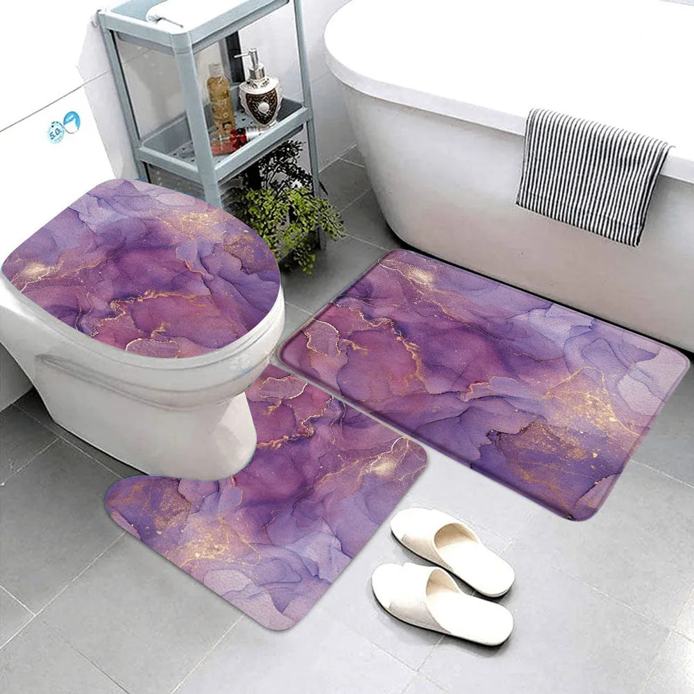 Elegant Marble Bath Mat Set - Luxurious Anti-Slip Comfort