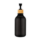 Elegant Amber Soap Dispenser Set with Bamboo Accents