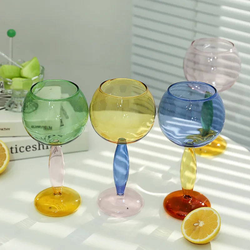 Elegant Contrast Color Glass Goblet - Creative Stemware