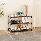 Stylish Space-saving Black Metal Simple Shoe Rack Footwear Organizer Stand Holder for Living Room