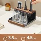 Elegant Walnut Toothbrush Holder & Organizer