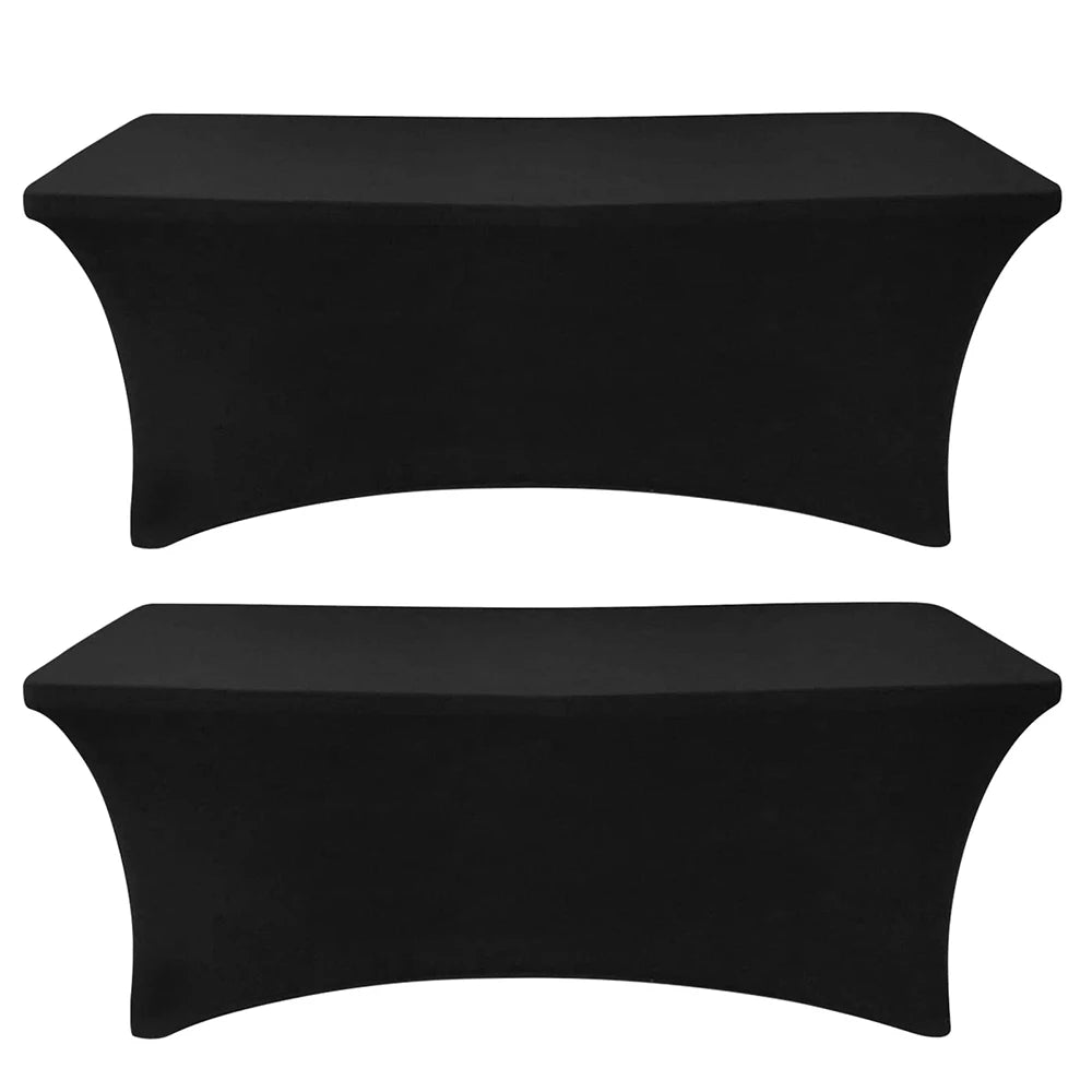 Elegant Black Spandex Table Cover - Wrinkle-Resistant 6ft Fit