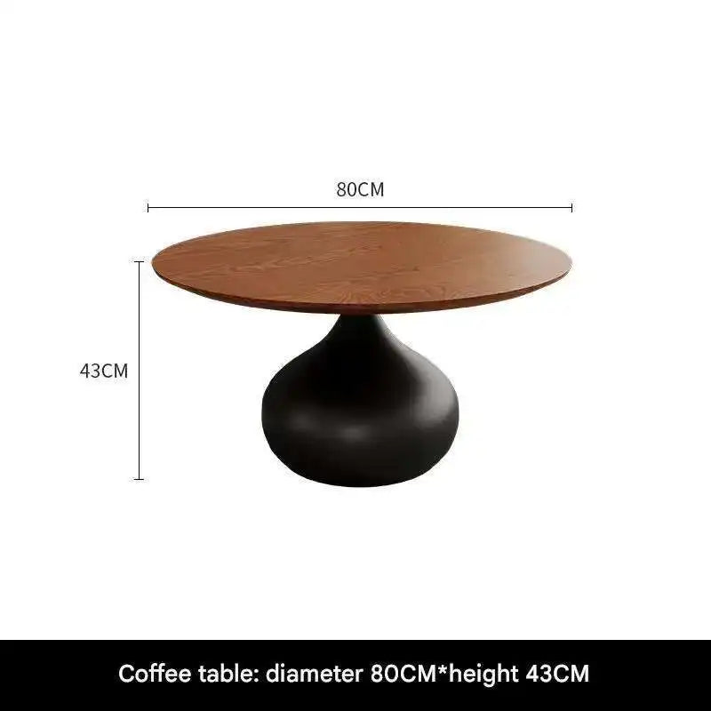 Elegant Round Wooden Coffee Table Set for Living Room