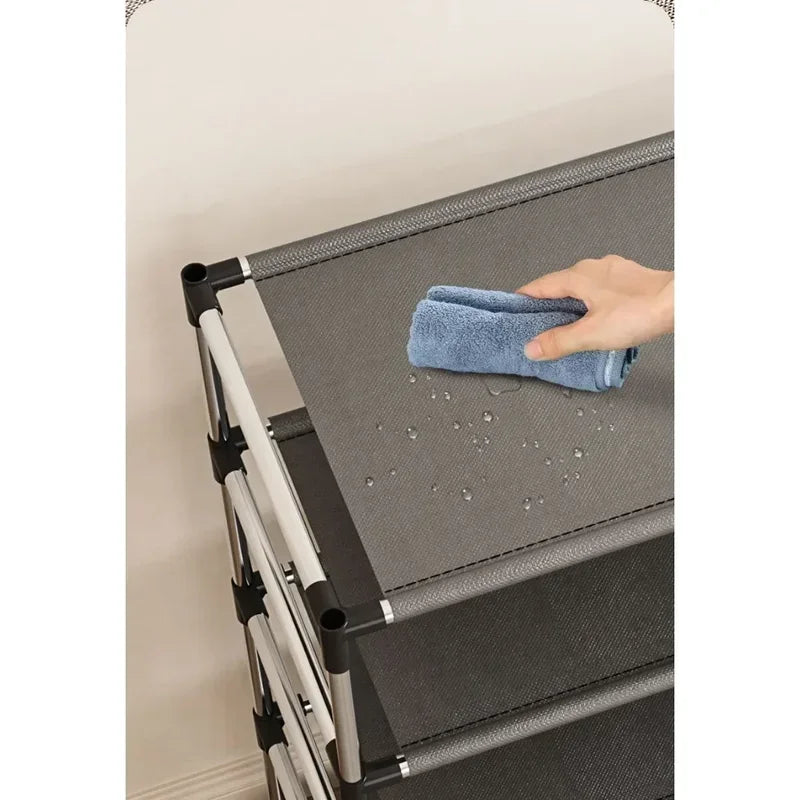 Stylish Space-saving Black Metal Simple Shoe Rack Footwear Organizer Stand Holder for Living Room