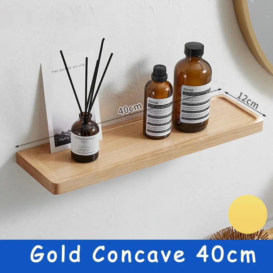 Elegant Wall-Mounted Wooden Bathroom Shelf