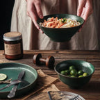 Exquisite Green Ceramic Bowl Set for Elegant Dining