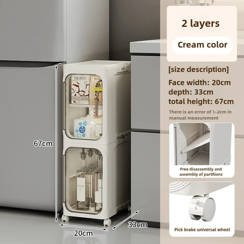 Elegant Narrow Bathroom Storage Cabinet with Wheels