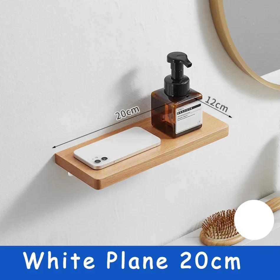 Elegant Wall-Mounted Wooden Bathroom Shelf