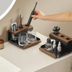 Elegant Walnut Toothbrush Holder & Organizer