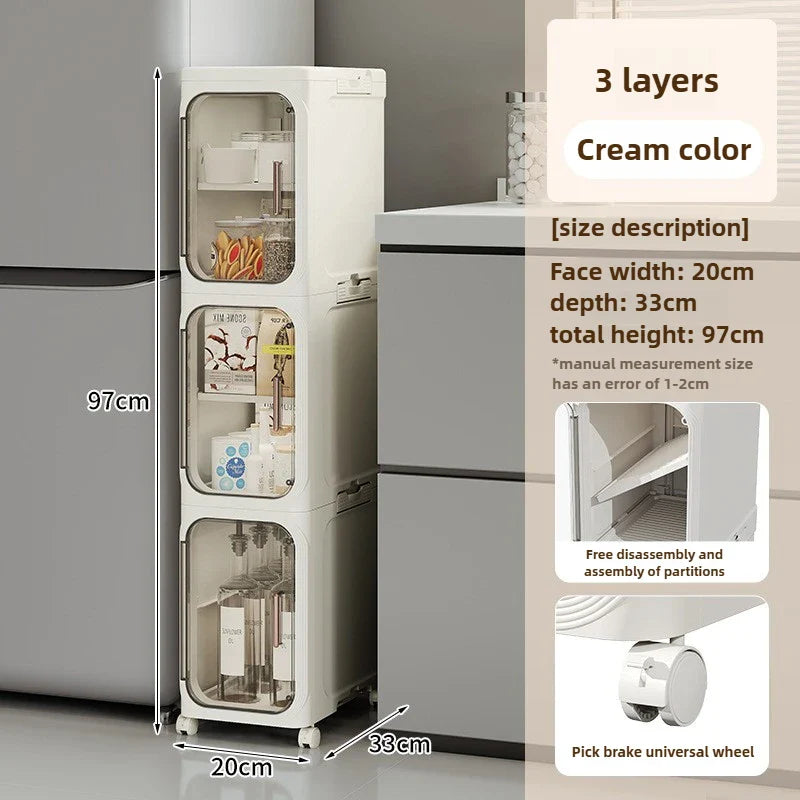 Elegant Narrow Bathroom Storage Cabinet with Wheels